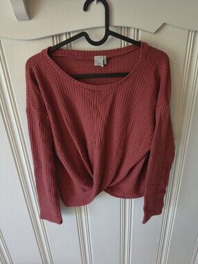 Paper Crane Waffle Knit Twist Front Top